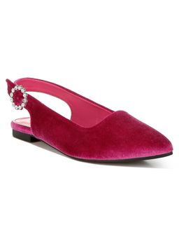 London Rag - Velvet Slingback Flat Pink Mule Heels