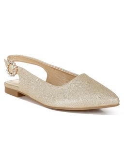 London Rag - Glitter Slingback Flat Gold Mule Heels
