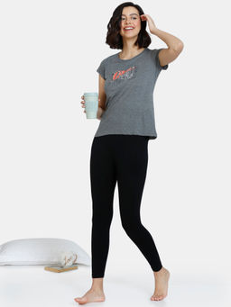 Zivame - Looney Tunes Knit Cotton Top - Anthra Melange - Grey