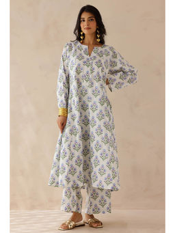 KURTISM - Ivory Floral Printed Kurta and Palazzo