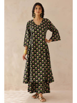 KURTISM - Black Floral Printed Kurta and Palazzo