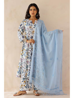 KURTISM - Multi-Color Floral Printed Kurta with Palazzo and Dupatta