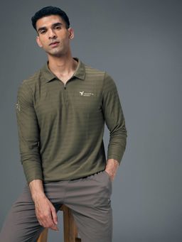 Technosport - Men Olive Slim Fit Polo Sports T-Shirt