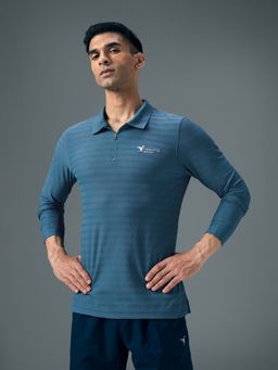 Technosport - Men Blue Slim Fit Polo Sports T-Shirt