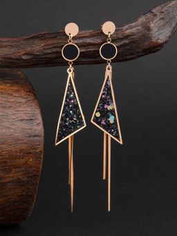 E2O - Classic Black Gold Plated Dangler Earring