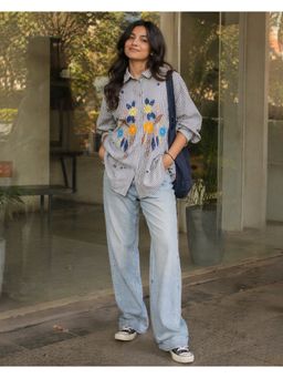 WE'AVE BY SHUBHKARI - Garden Glow Grey Embroidered Shirt