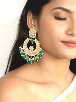 Laida - Green Kundan Studded Chandballi
