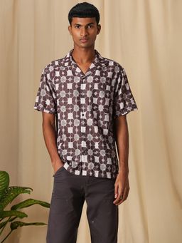 Mufti - Men Brown Abstract Loose Fit Shirt