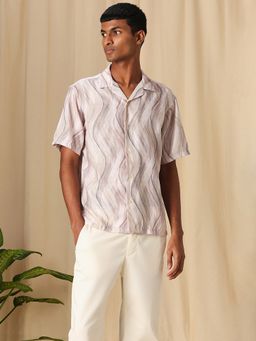 Mufti - Men Pink Abstract Loose Fit Shirt