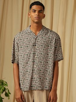 Mufti - Men Olive Floral Loose Fit Shirt