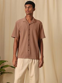 Mufti - Men Brown Textured Loose Fit Shirt