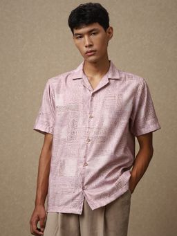 Mufti - Men Pink Abstract Loose Fit Shirt