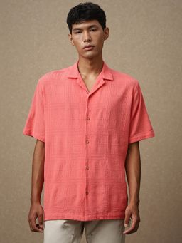Mufti - Men Coral Textured Loose Fit Shirt
