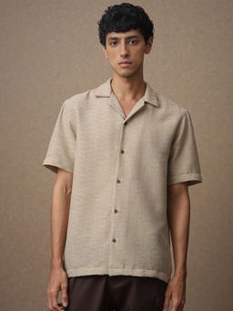 Mufti - Men Khaki Textured Loose Fit Shirt