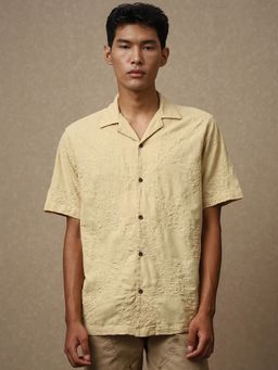 Mufti - Men Beige Embroidered Loose Fit Shirt