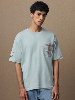 Mufti - Men Blue Graphic Loose Fit T-Shirt