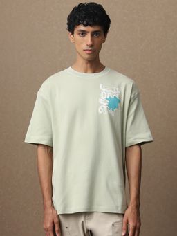 Mufti - Men Green Graphic Loose Fit T-Shirt