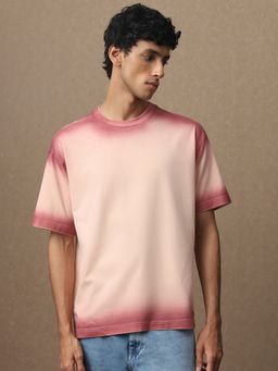Mufti - Men Peach Ombre Loose Fit T-Shirt