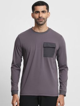 Mufti - Men Charcoal Solid Slim Fit T-Shirt