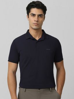 Mufti - Men Navy Blue Solid Slim Fit Polo T-Shirt