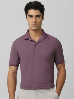 Mufti - Men Purple Solid Slim Fit Polo T-Shirt