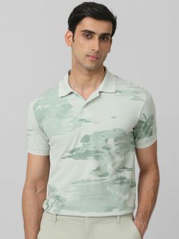 Mufti - Men Green Camouflage Slim Fit Polo T-Shirt