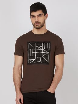 Mufti - Men Brown Graphic Slim Fit T-Shirt