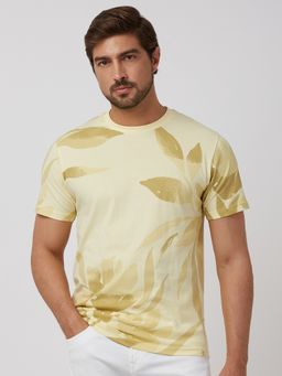 Mufti - Men Yellow Floral Slim Fit T-Shirt