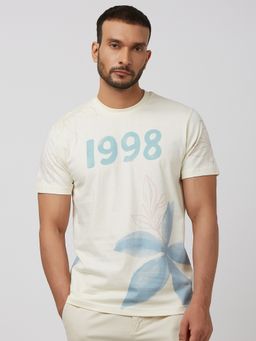 Mufti - Men Off White Graphic Slim Fit T-Shirt