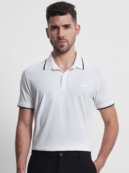 Mufti - Men White Solid Slim Fit Polo T-Shirt