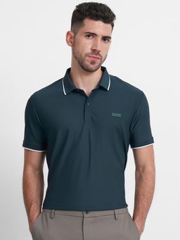 Mufti - Men Teal Solid Slim Fit Polo T-Shirt