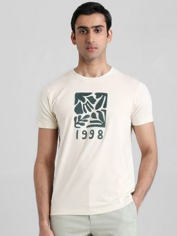 Mufti - Men Off White Graphic Slim Fit T-Shirt