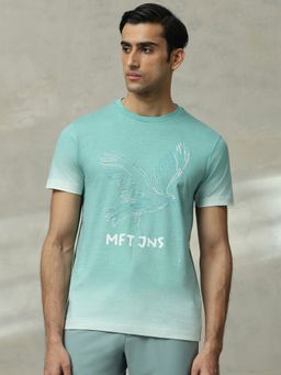 Mufti - Men Turquoise Graphic Slim Fit T-Shirt