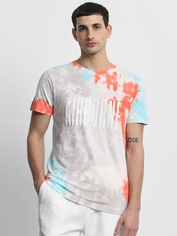 Mufti - Men Multi-Color Tie & Dye Slim Fit T-Shirt