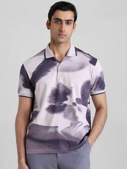 Mufti - Men Purple Abstract Regular Fit Polo T-Shirt