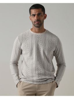 Mufti - Men Beige Geometric Slim Fit T-Shirt