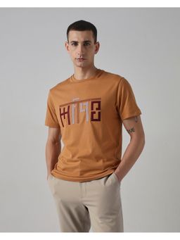 Mufti - Men Mustard Solid Slim Fit T-Shirt