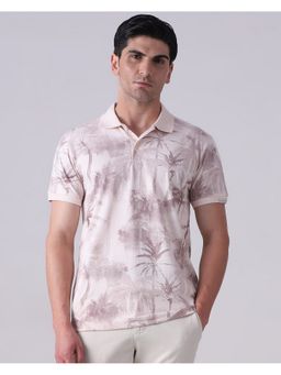 Mufti - Men Pink Printed Slim Fit Polo T-Shirt