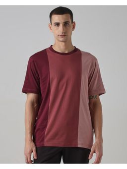 Mufti - Men Burgundy Stripes Slim Fit T-Shirt