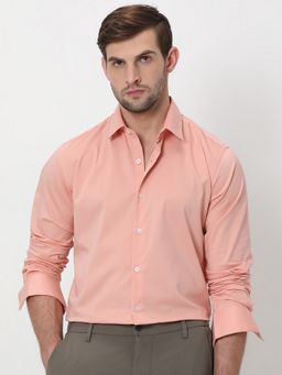 Mufti - Men Peach Solid Slim Fit Shirt