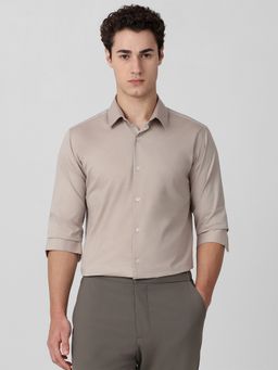 Mufti - Men Beige Solid Slim Fit Shirt