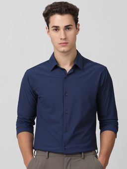 Mufti - Men Navy Blue Solid Slim Fit Shirt