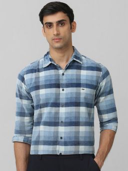 Mufti - Men Indigo Checks Slim Fit Shirt