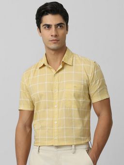 Mufti - Men Yellow Checks Slim Fit Shirt