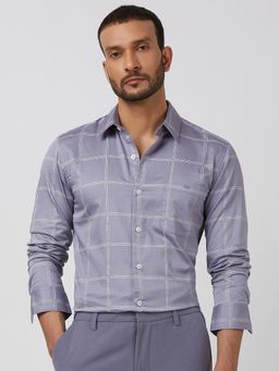Mufti - Men Purple Checks Slim Fit Shirt