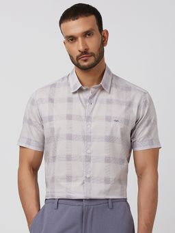 Mufti - Men Lavender Checks Slim Fit Shirt