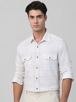 Mufti - Men Off White Checks Slim Fit Shirt