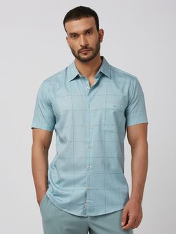 Mufti - Men Green Checks Slim Fit Shirt