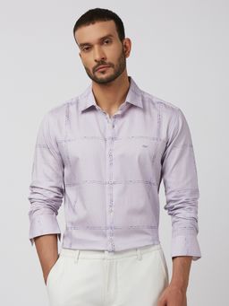 Mufti - Men Lavender Checks Slim Fit Shirt