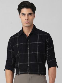 Mufti - Men Black Checks Slim Fit Shirt